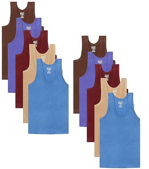 Lux Cozi Sleeveless Cotton Vest for Kids Boys (Pack of 10)