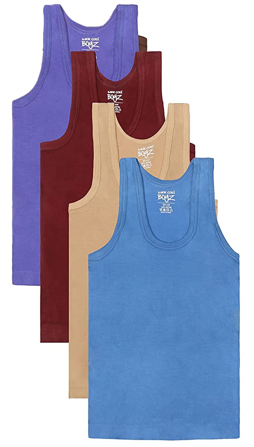 Lux Cozi Sleeveless Cotton Vest for Boys Pack of 4