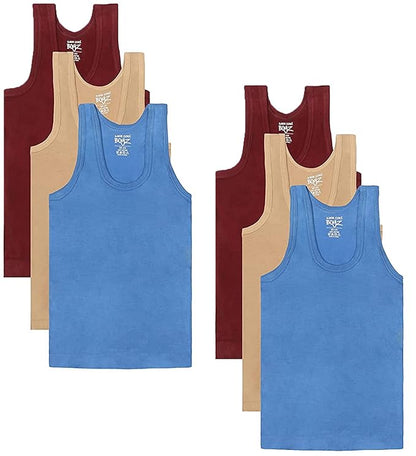 Lux Cozi Sleeveless Cotton Regular Fit Vest for Boys Pack of 6