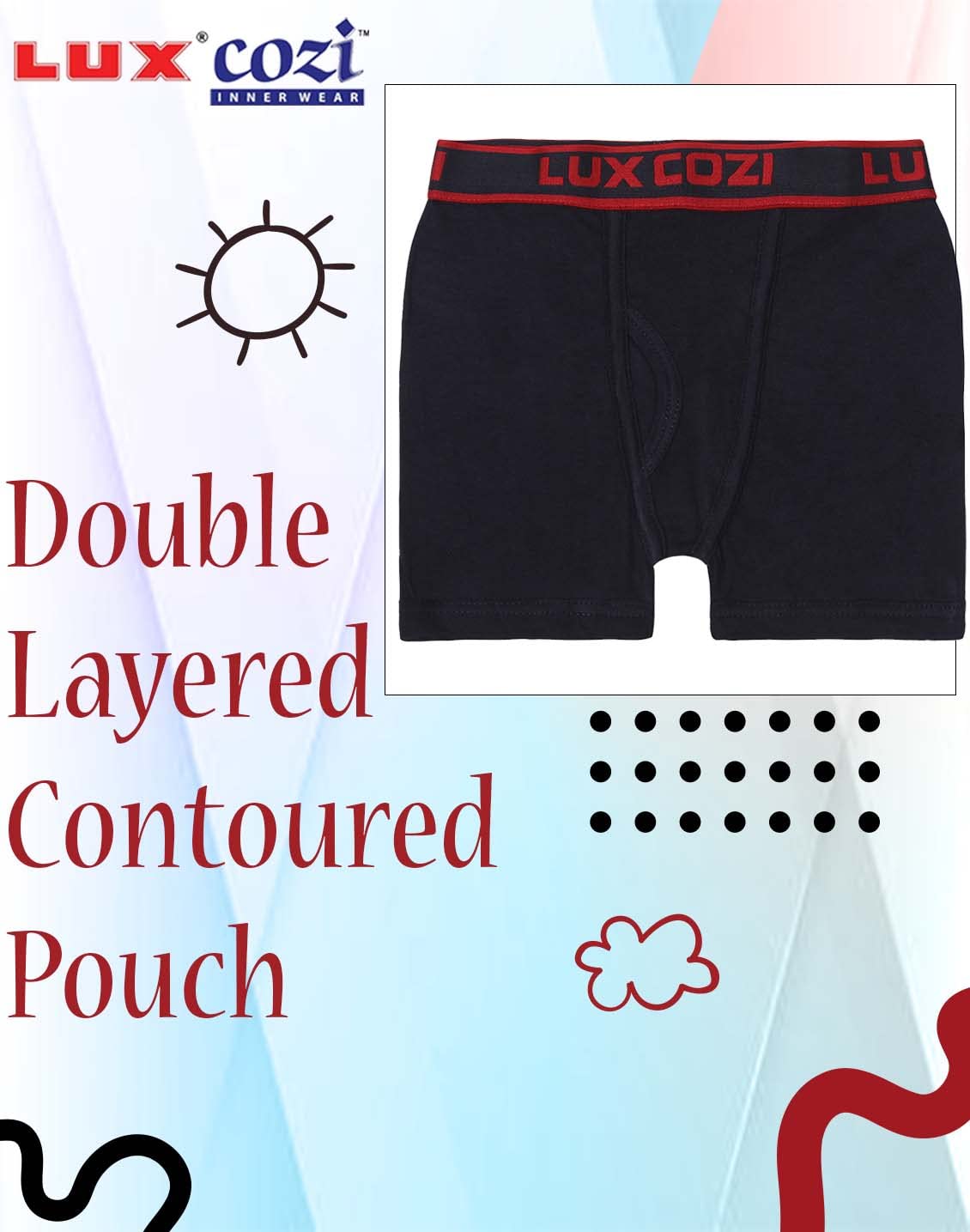 Lux Cozi Boys Outer Elastic Trunks- Assorted Plain