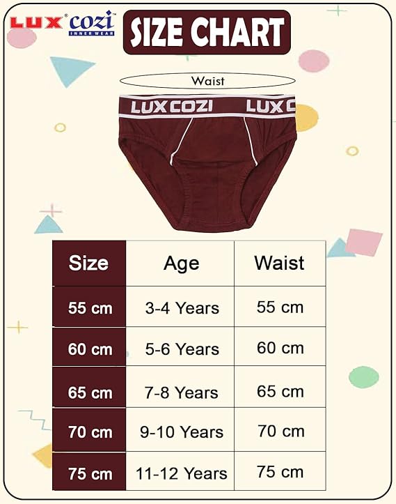 Lux Cozi Boys Outer Elastic Briefs- Assorted Colours