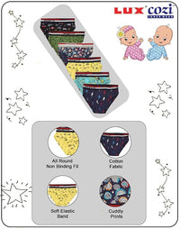 Lux Cozi Boys Outer Elastic Briefs- Assorted Colours