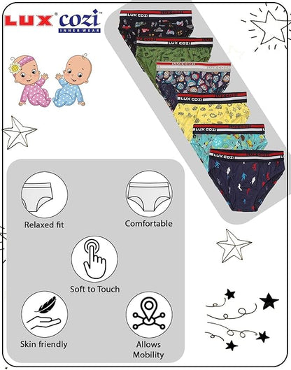 Lux Cozi Boys Outer Elastic Briefs- Assorted Colours