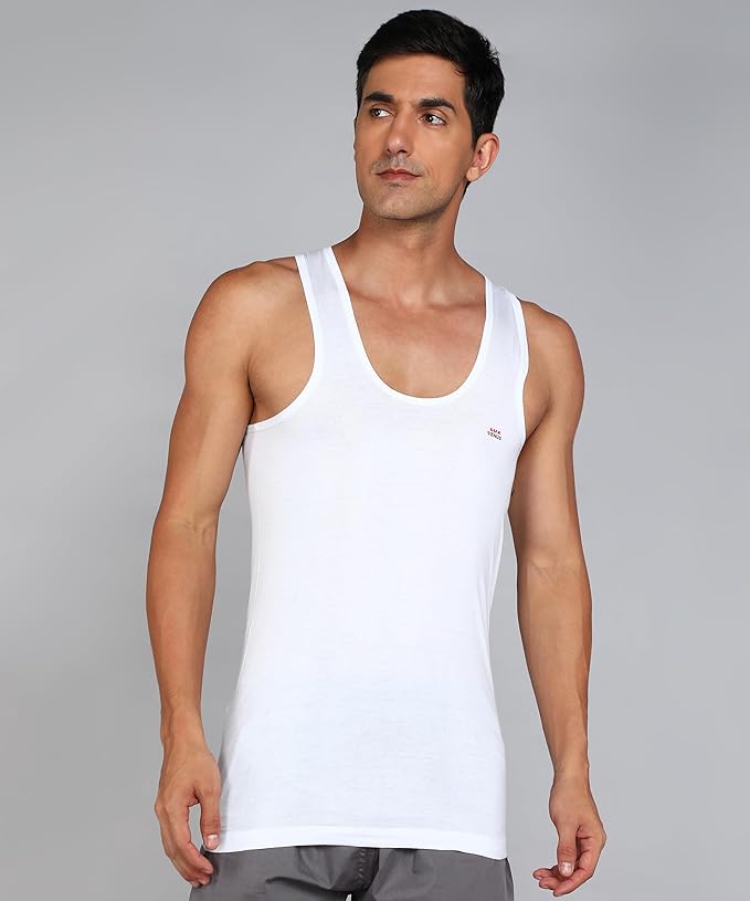 LUX VENUS Men's Round Neck Sleeveless Cotton Vest Pack of 4