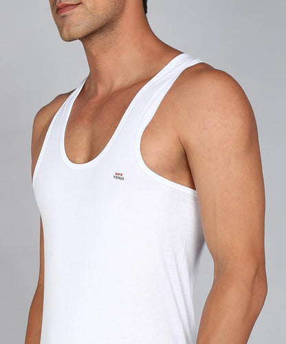 LUX VENUS Men's Round Neck Sleeveless Cotton Vest Pack of 4