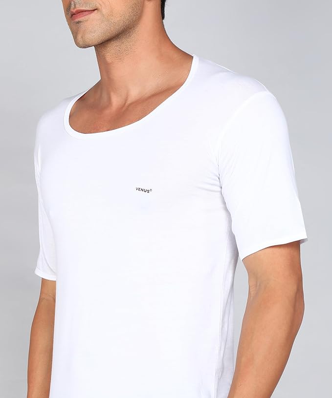 Lux Cozi Cotton Men's Round Neck Half Sleeve Fine Vest - Assorted