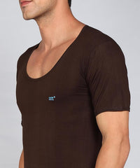 LUX VENUS Men's Round Neck Half Sleeve Cotton Vest Pack of 1 Assorted