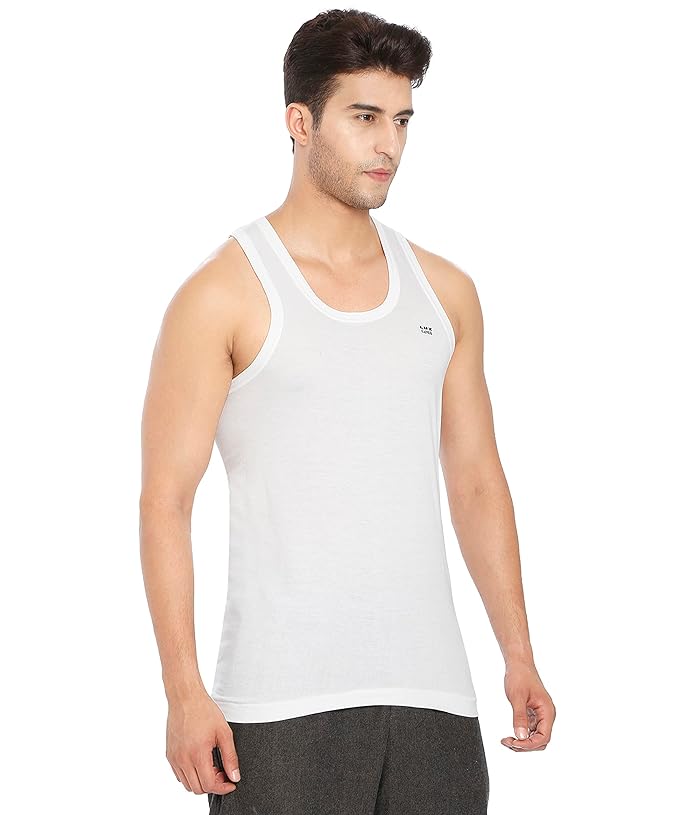 Lux Cozi 100% Cotton Men's Sleeveless Round Neck Vest (Pack of 3)