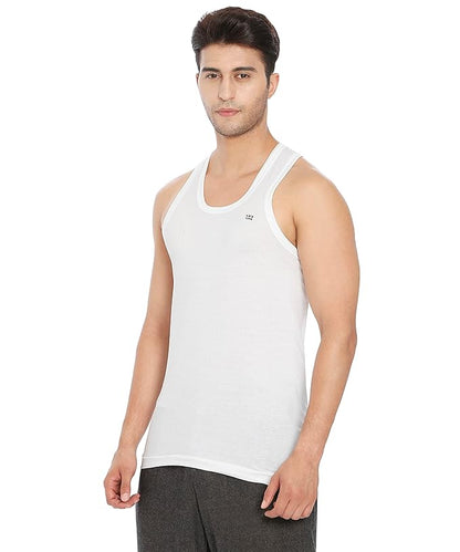 Lux Cozi 100% Cotton Men's Sleeveless Round Neck Vest (Pack of 3)