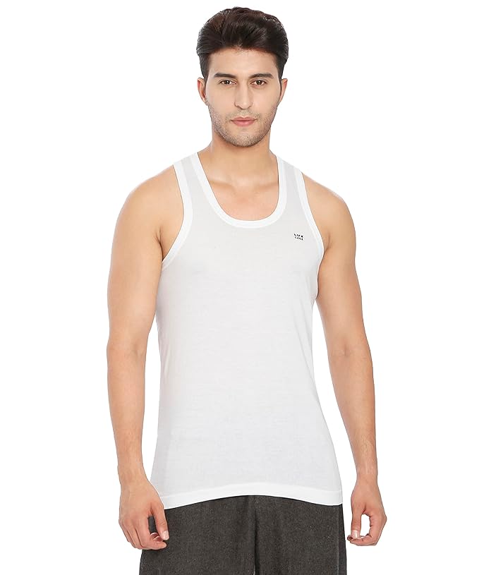 Lux Cozi 100% Cotton Men's Sleeveless Round Neck Vest (Pack of 1)