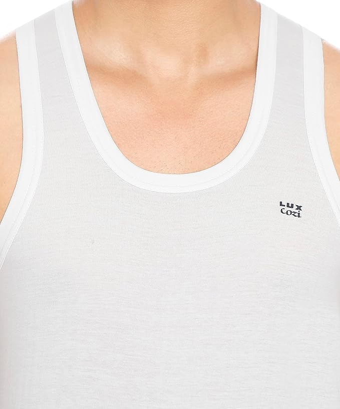 Lux Cozi 100% Cotton Men's Sleeveless Round Neck Vest (Pack of 1)