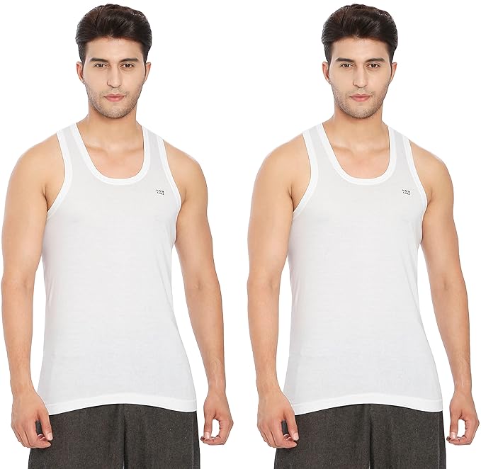 Lux Cozi 100% Cotton Men's Sleeveless Round Neck Vest (Pack of 2)