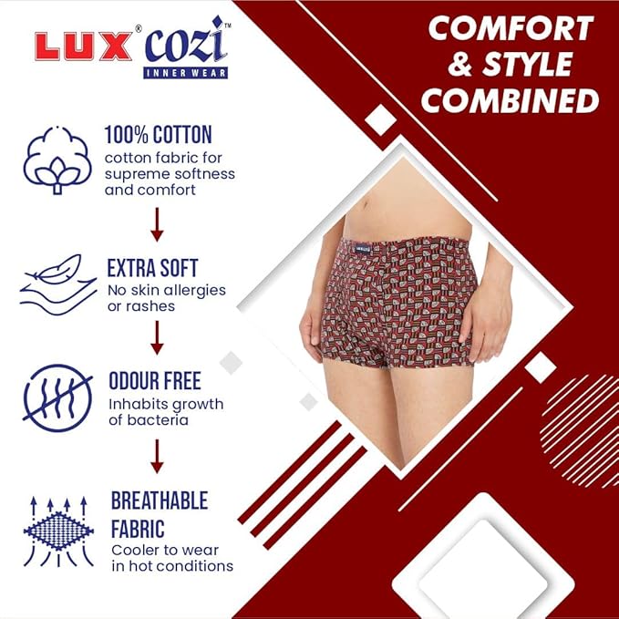 Lux Cozi Men's Cotton Trunks (Pack of 5)