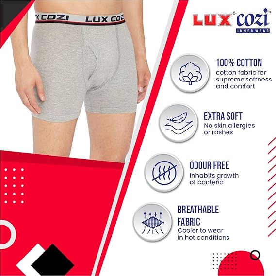 Lux Cozi Men's Cotton Trunks Solid,Breathable (Pack of 1) Plain