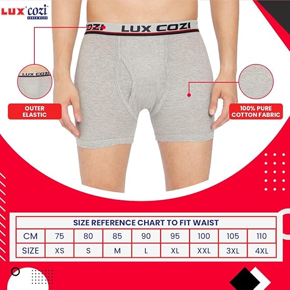 Lux Cozi 100% Cotton Long Underwear for Men (Pack of 5)