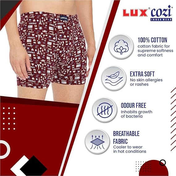 Lux Cozi 100% Cotton Long Underwear for Men (Pack of 1) Printed