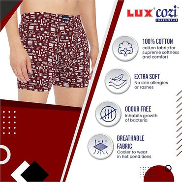 Lux Cozi 100% Cotton Long Underwear for Men (Pack of 1) Printed