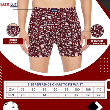 Lux Cozi 100% Cotton Long Underwear for Men (Pack of 1) Printed