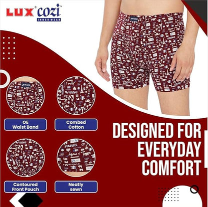 Lux Cozi 100% Cotton Long Underwear for Men (Pack of 5) Printed