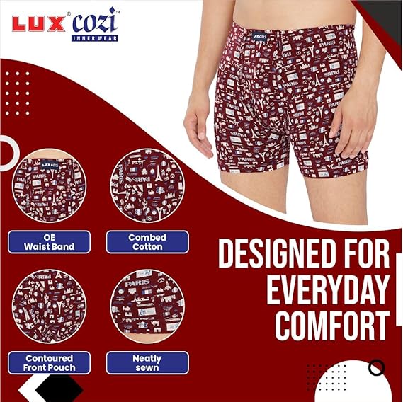 Lux Cozi 100% Cotton Long Underwear for Men (Pack of 1) Printed