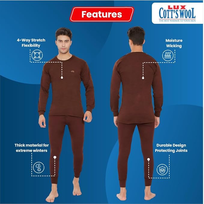 Lux Cottswool Men's Thermal Top and Lower Set