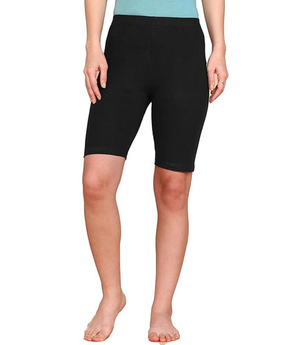 Lux Karishma Cotton Black Cycling Shorts for Women (Pack of 5)