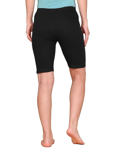 Lux Karishma Cotton Black Cycling Shorts for Women (Pack of 5)