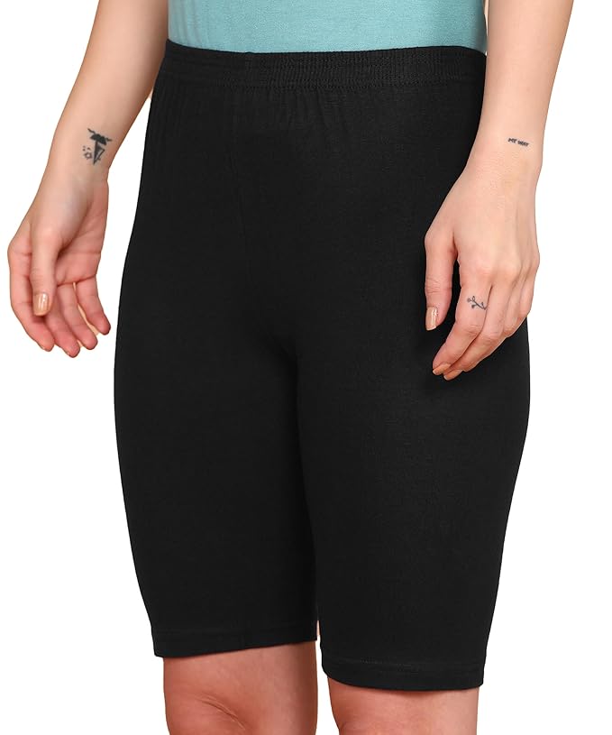 Lux Karishma Cotton Black Cycling Shorts for Women (Pack of 5)