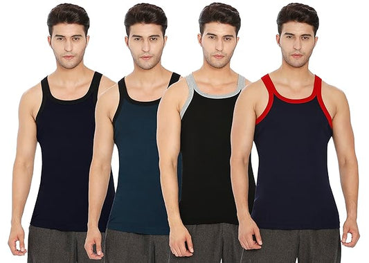 Lux Cozi Xylo Men Assorted Regular Fit Vest (Pack of 4)