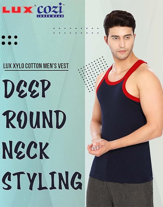 Lux Xylo Cotton Men's Round Neck Sleeveles Vest - Assorted (333)