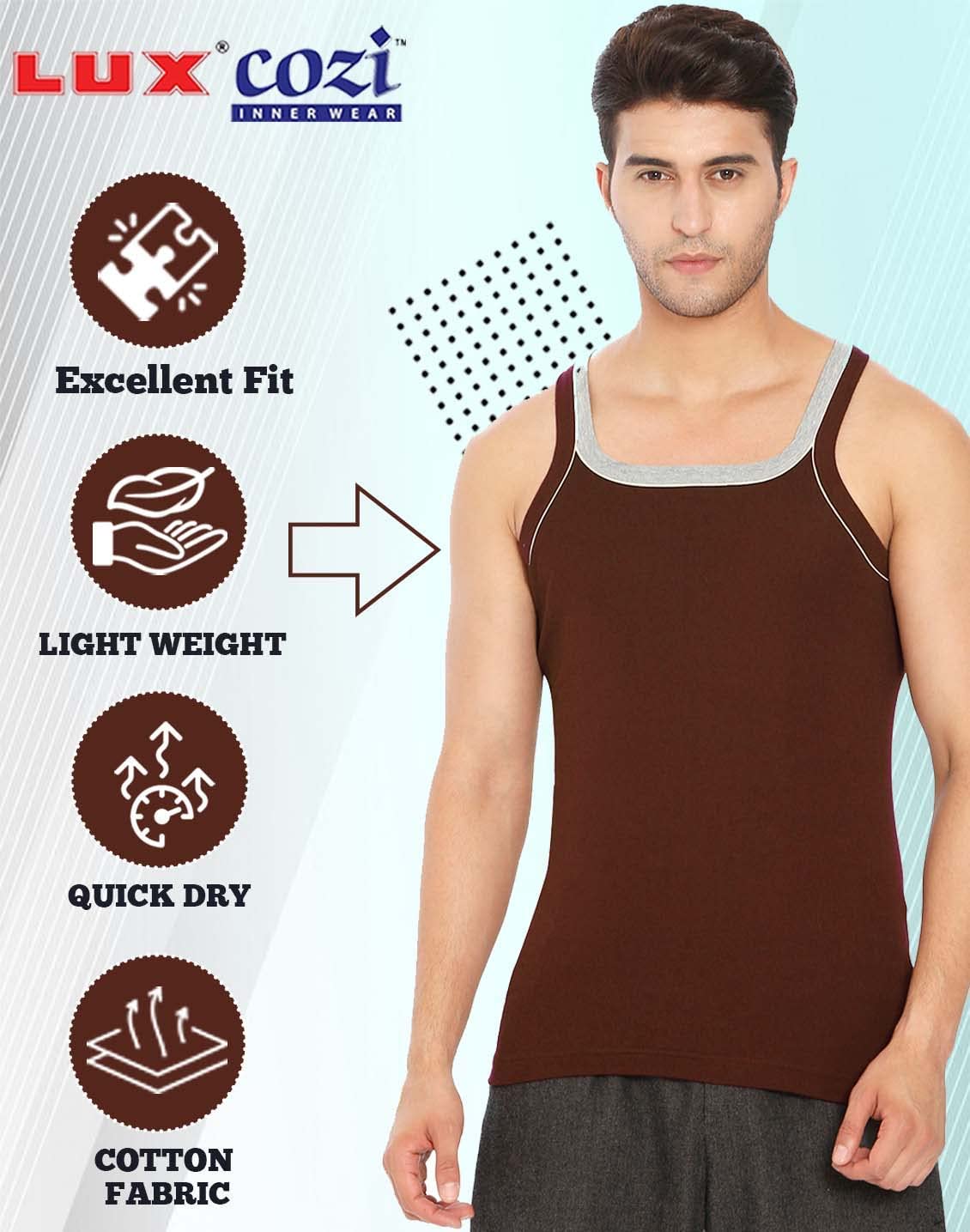 Lux Xylo Cotton Men's Vest Pack of 3
