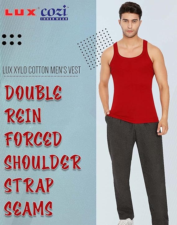 Lux Xylo Cotton Men's Round Neck Sleeveles Vest - Assorted (777)