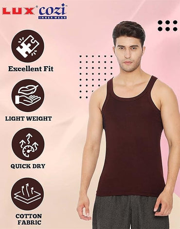 Lux Xylo Cotton Men's Round Neck Sleeveles Vest - Assorted (777)