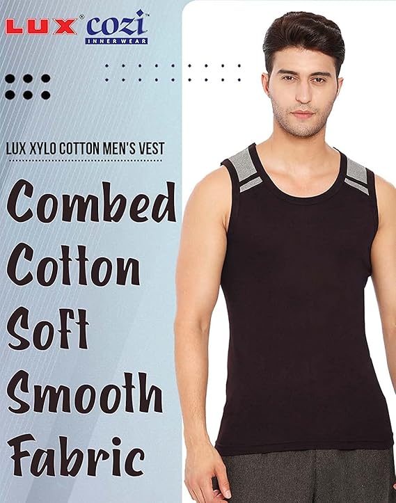 Lux Xylo Cotton Men's Round Neck Sleeveles Vest - Assorted (888)