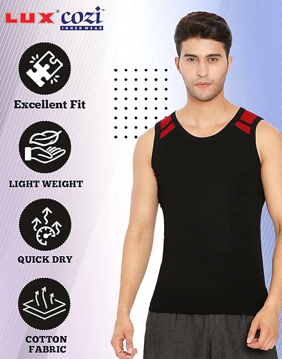 Lux Xylo Cotton Men's Round Neck Sleeveles Vest - Assorted (888)