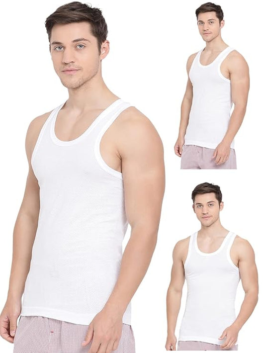 Lux Cozi 100% Cotton Men's Sleeveless Air Cool Vest (Pack of 3)