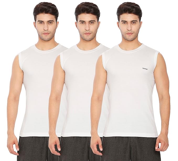 Lux Cozi 100% Cotton Men's Sleeveless White InnerTee Pack of 3