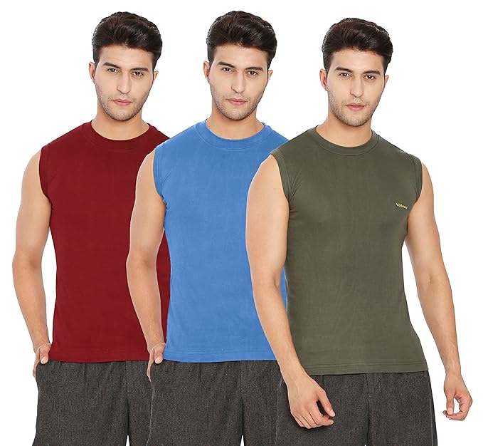 Lux Cozi 100% Cotton Men's Sleeveless White InnerTee (Pack of 3)