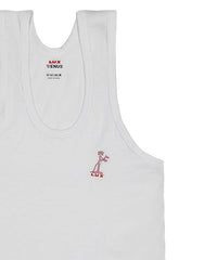 LUX VENUS Kids Round Neck Sleeveless White/Assorted Cotton Vest. Pack of 1
