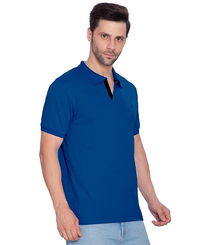 Lux Cozi Mens Regular Fit Polo Neck Half Sleeve Solid T-Shirt | Pack of 1