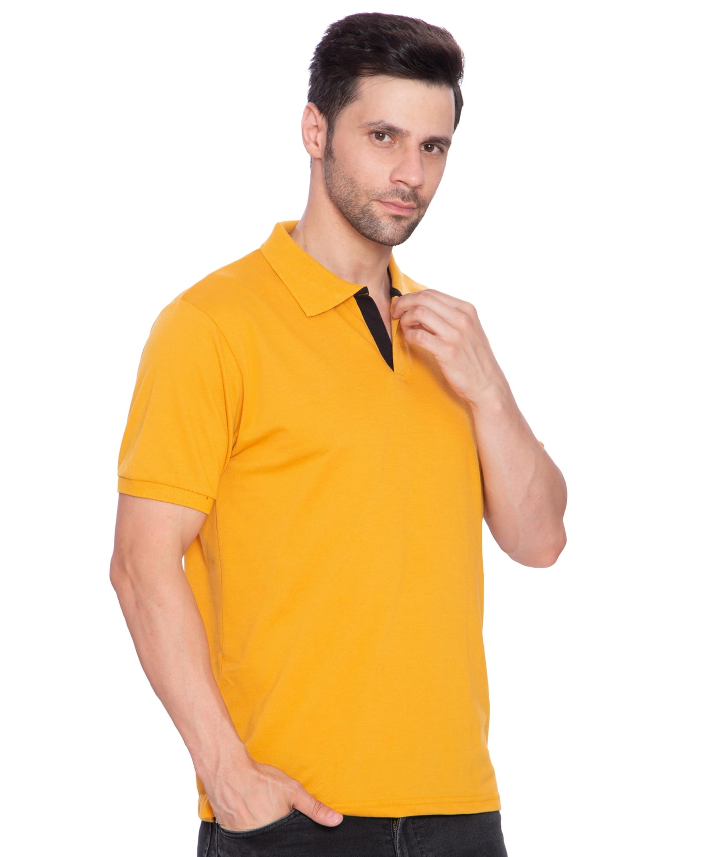 Lux Cozi Mens Regular Fit Polo Neck Half Sleeve Solid T-Shirt | Pack of 1