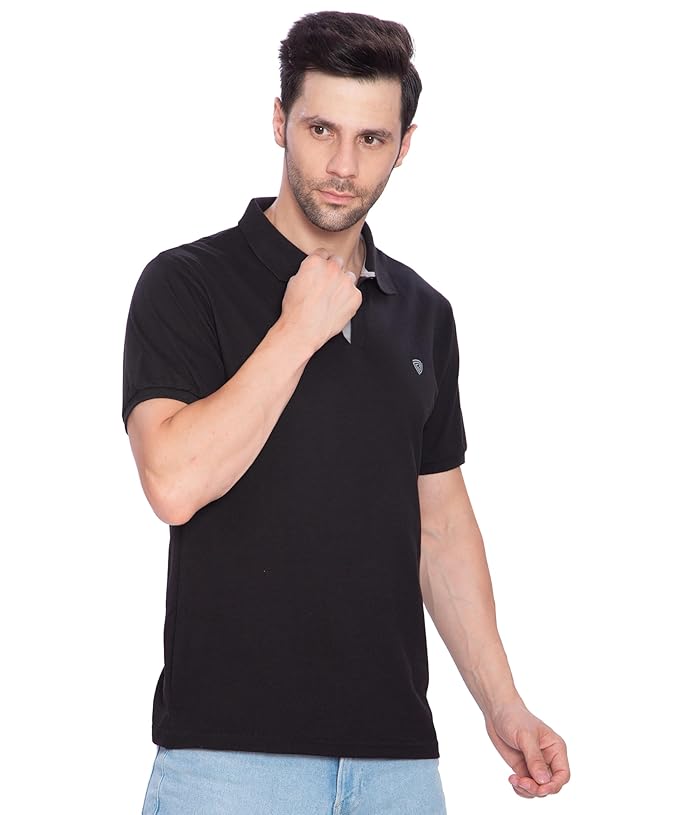 Lux Cozi Mens Regular Fit Polo Neck Half Sleeve Solid T-Shirt | Pack of 1