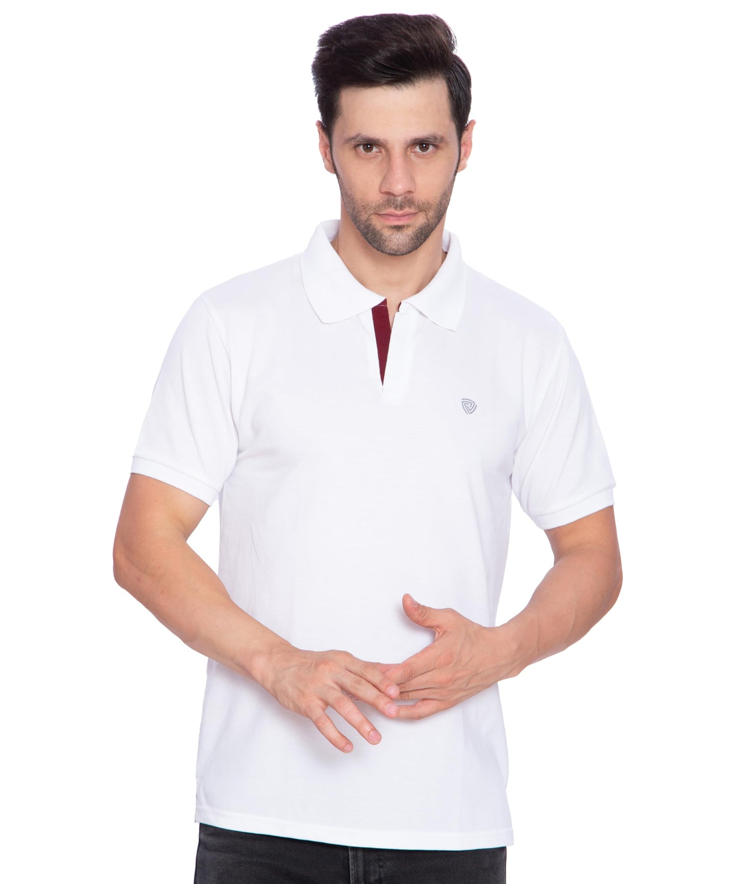 Lux Cozi Mens Regular Fit Polo Neck Half Sleeve Solid T-Shirt | Pack of 1