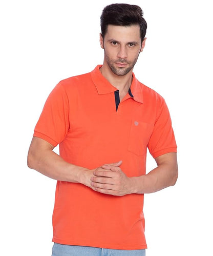 Lux Cozi Mens Regular Fit Polo Neck Half Sleeve Solid T-Shirt with Pocket | Pack of 1