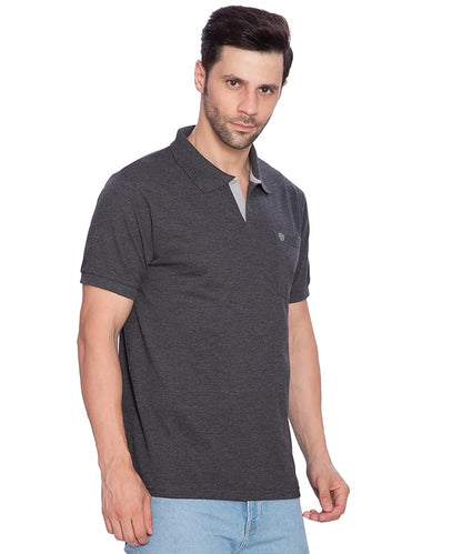 Lux Cozi Mens Regular Fit Polo Neck Half Sleeve Solid T-Shirt with Pocket | Pack of 1