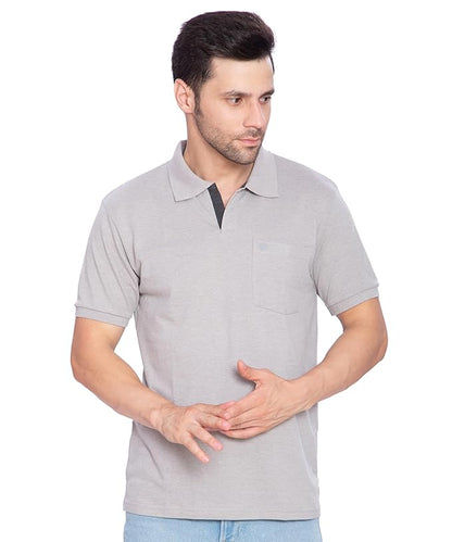 Lux Cozi Mens Regular Fit Polo Neck Half Sleeve Solid T-Shirt with Pocket | Pack of 1