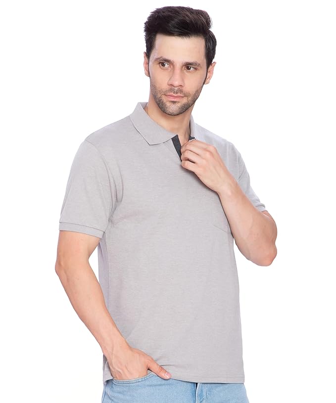 Lux Cozi Mens Regular Fit Polo Neck Half Sleeve Solid T-Shirt with Pocket | Pack of 1