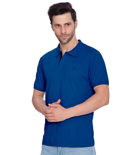 Lux Cozi Mens Regular Fit Polo Neck Half Sleeve Solid T-Shirt with Pocket | Pack of 1