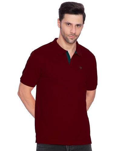 Lux Cozi Mens Regular Fit Polo Neck Half Sleeve Solid T-Shirt with Pocket | Pack of 1