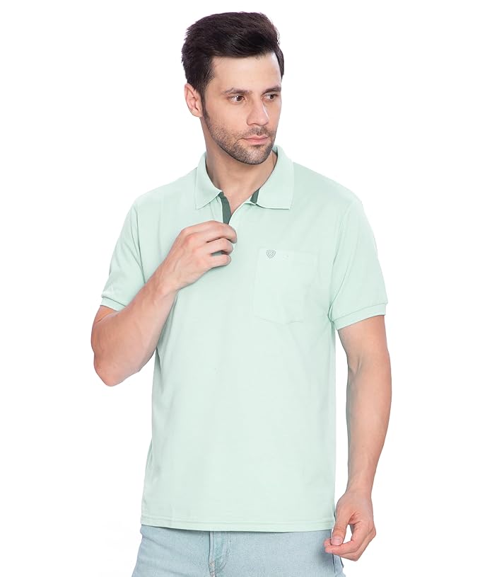 Lux Cozi Mens Regular Fit Polo Neck Half Sleeve Solid T-Shirt with Pocket | Pack of 1